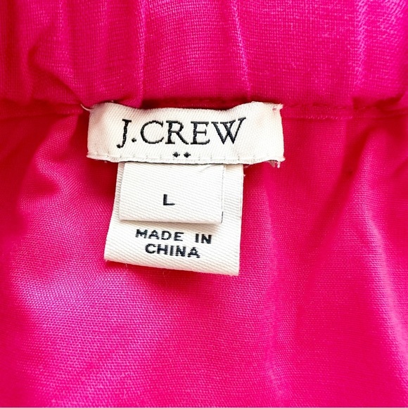 SOLD!  J Crew Pull-On Bow Midi Skirt Linen Blend Wild Berry Pink Pockets Large - Picture 11 of 16